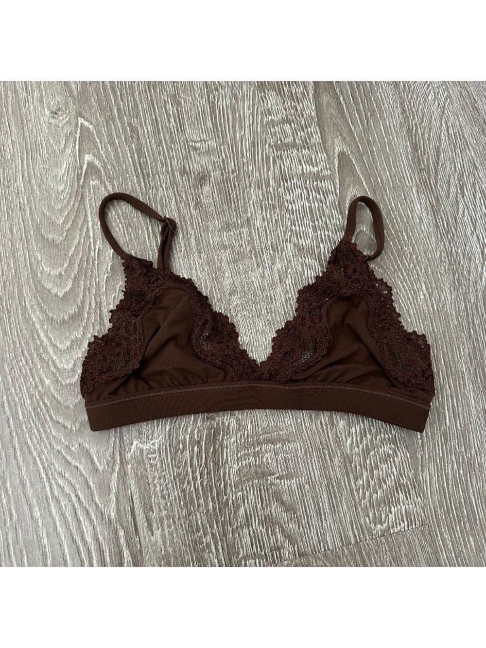 Skims Fits Everybody Lace Scoop Bralette XXS Brown Soft Stretchy Lounge Girly